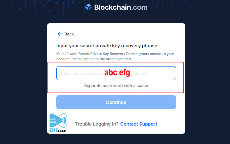 Khôi phục ví Bitcoin - bước 5